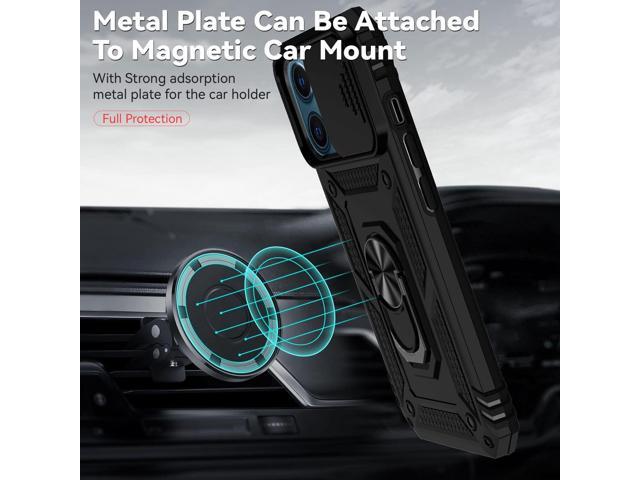 for iPhone 12 Pro Max Case with Camera Lens Cover HD Screen Protector, Military Grade Drop Protection Magnetic Ring Holder Kickstand Protective...