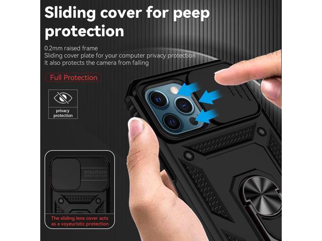 for iPhone 12 Pro Max Case with Camera Lens Cover HD Screen Protector, Military Grade Drop Protection Magnetic Ring Holder Kickstand Protective...