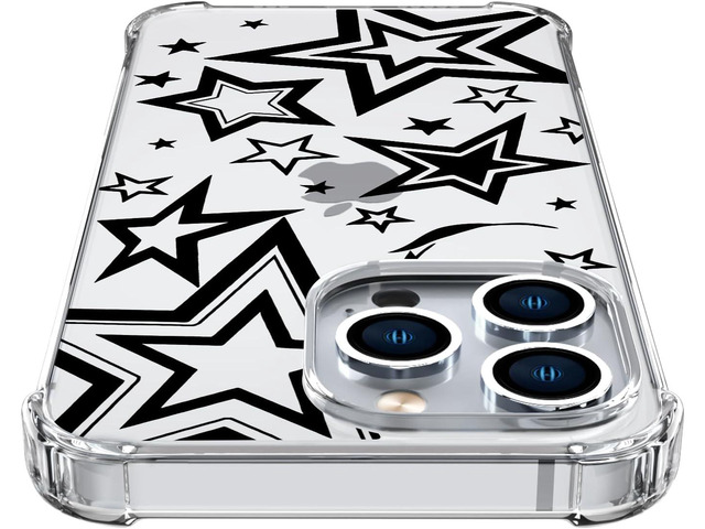 Star Phone Case for iPhone 12/12 Pro Stars Case Cover Clear Phone Case w/Four Corner Reinforced Shockproof Girly Women Phone Cover Transparent with...