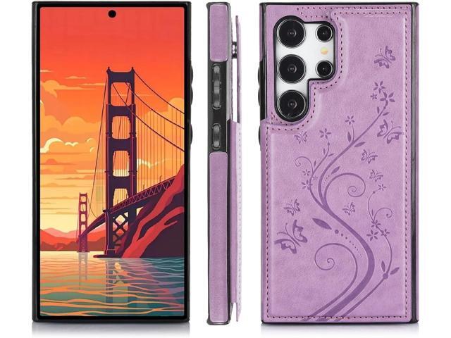 Phone Case for Samsung Galaxy S24 Ultra 5G with Tempered Glass Screen Protector Card Holder Wallet Cover Stand Flip Leather Cell Accessories...