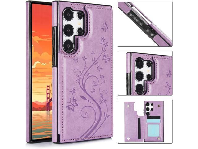 Phone Case for Samsung Galaxy S24 Ultra 5G with Tempered Glass Screen Protector Card Holder Wallet Cover Stand Flip Leather Cell Accessories...