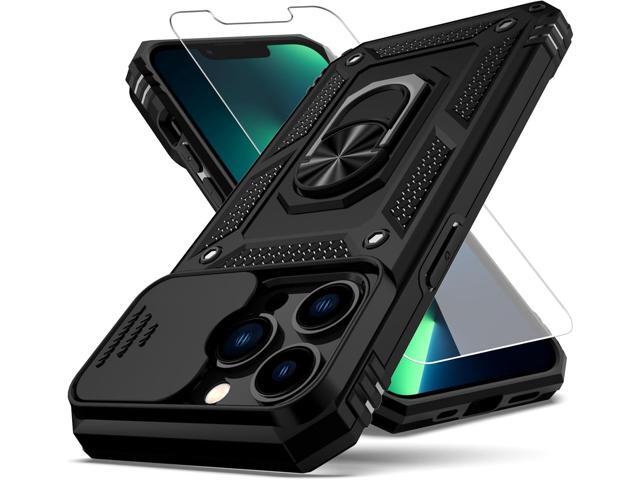for iPhone 13 Pro Max Case,with Camera Lens Cover HD Screen Protector,[Military Grade] Ring Car Mount Kickstand Hybrid Hard PC Soft TPU Shockproof...