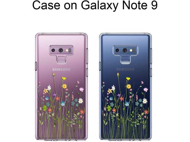 Unov Case Compatible with Galaxy Note 9 Case Clear with Design Soft TPU Shock Absorption Slim Embossed Floral Pattern Protective Back Cover (Flower...