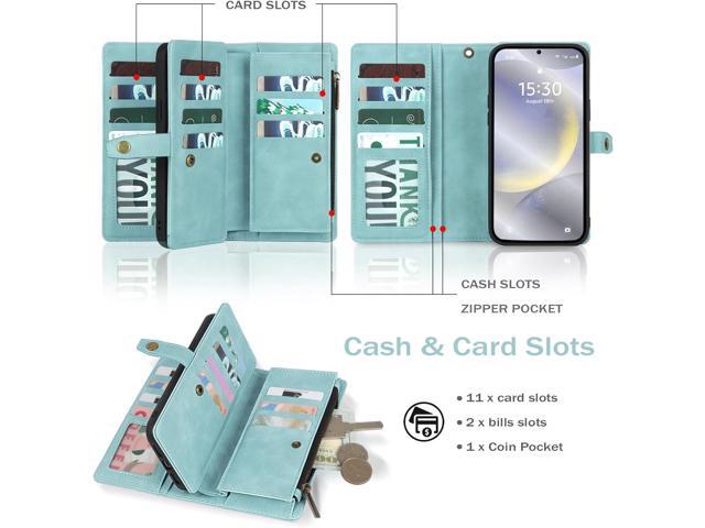 TwoHead for Samsung Galaxy S24 Wallet Case with Card Holder, Detachable Magnetic Phone Case for S24,PU Leather All-Round Protective Phone Case...