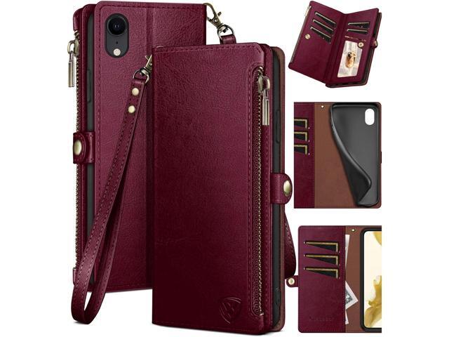XcaseBar for iPhone XR 6.1' Wallet case with RFID Blocking Zipper Credit Card Holder, Flip Folio Book PU Leather Phone case Shockproof Cover Women...