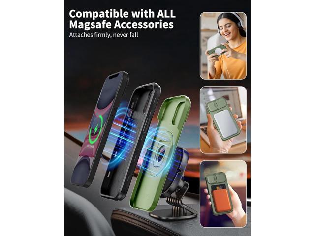 for iPhone 11 Case/for iPhone XR Case Magnetic Compatible with MagSafe Wireless Charging,with 2 Screen Protectors,with Kickstand Ring+Camera Cover...