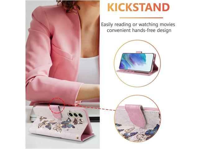 UEEBAI Wallet Case for Samsung Galaxy A15 4G/5G, PU Leather Phone Case Kickstand RFID Blocking Flip Case Card Slots Wrist Strap Relief Engraved...