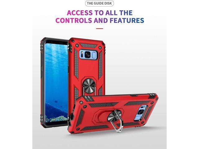 Military Grade Drop Impact for Samsung Galaxy S8 Plus Case 6.2 inch 360 Metal Rotating Ring Kickstand Holder Built-in Magnetic Car Mount Armor for...