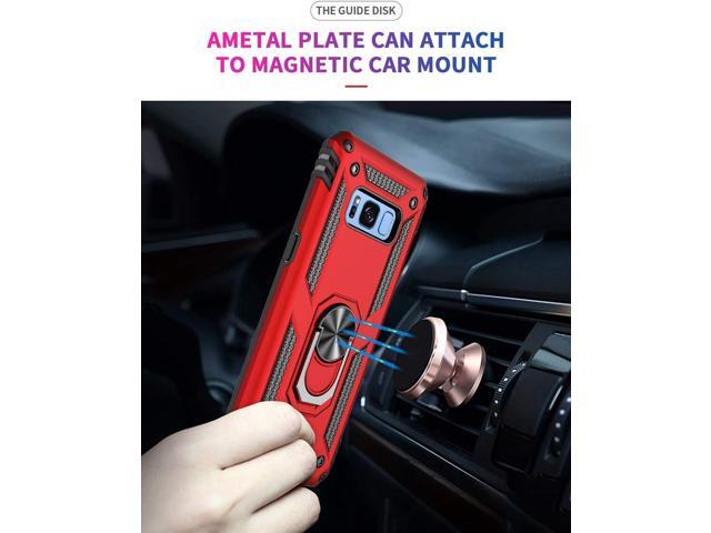 Military Grade Drop Impact for Samsung Galaxy S8 Plus Case 6.2 inch 360 Metal Rotating Ring Kickstand Holder Built-in Magnetic Car Mount Armor for...