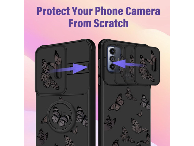 for Moto G Play 2023 Case - for Moto G Pure Phone Case, for Motorola G Power 2022 Case Women Butterfly Cute Girls Cover Girly Pretty Black...