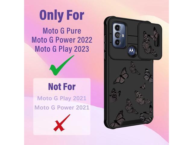 for Moto G Play 2023 Case - for Moto G Pure Phone Case, for Motorola G Power 2022 Case Women Butterfly Cute Girls Cover Girly Pretty Black...