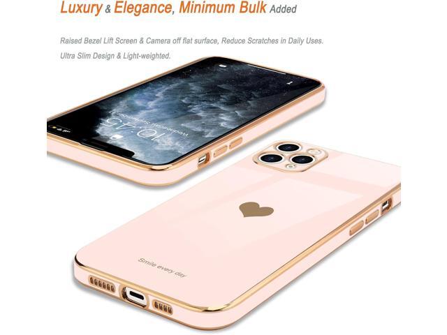 Teageo for iPhone 11 Pro Max Case for Girl Women Cute Love-Heart Luxury Bling Plating Soft Back Cover Raised Full Camera Protection Silicone...