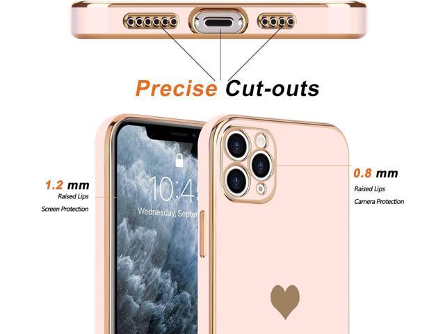 Teageo for iPhone 11 Pro Max Case for Girl Women Cute Love-Heart Luxury Bling Plating Soft Back Cover Raised Full Camera Protection Silicone...