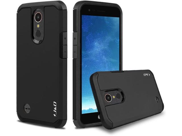 J & D Heavy Duty Dual Layer Hybrid Shockproof Protective Rugged Bumper Case for LG K20 V, K20 Plus, Harmony, K10 2017, V5, Grace - Black