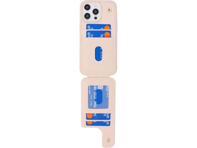 for iPhone 15 Pro Case with Card Holder,Credit Card Holder,Ring Stand Kickstand,Shockproof Cute Phone Wallet Case for Women (6.1 inch,Beige)