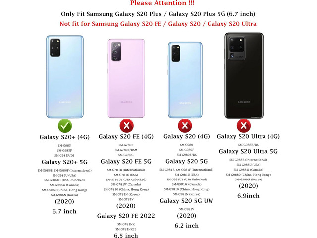 for Samsung Galaxy S20 Plus Case with Camera Lens Cover HD Screen Protector, Military-Grade Drop Tested Magnetic Ring Holder Kickstand Protective...