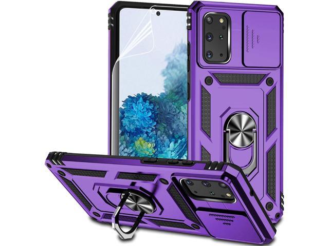 for Samsung Galaxy S20 Plus Case with Camera Lens Cover HD Screen Protector, Military-Grade Drop Tested Magnetic Ring Holder Kickstand Protective...
