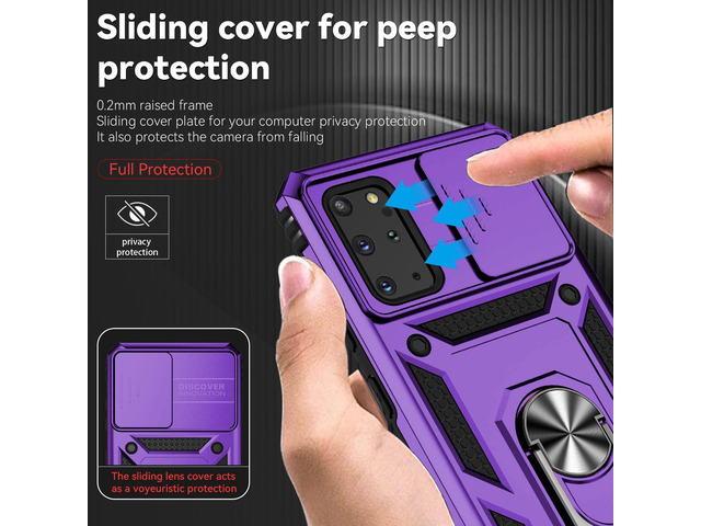 for Samsung Galaxy S20 Plus Case with Camera Lens Cover HD Screen Protector, Military-Grade Drop Tested Magnetic Ring Holder Kickstand Protective...