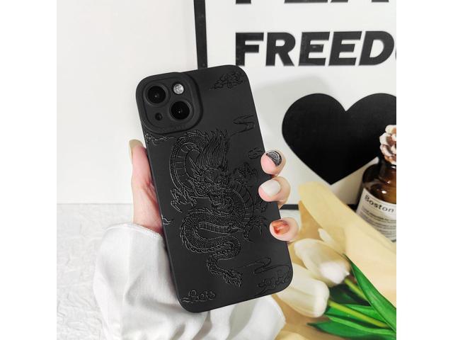 Compatible for iPhone 15 Plus Case Cute Cool Dragon Black Design for Girls Women Soft TPU Shockproof Protective Girly for iPhone 15 Plus-Dragon