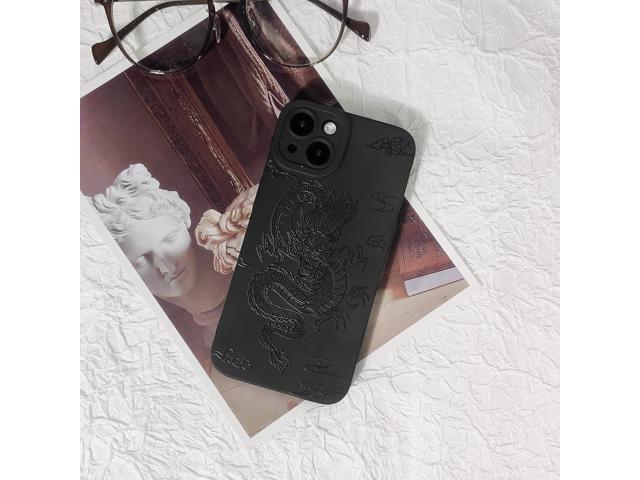 Compatible for iPhone 15 Plus Case Cute Cool Dragon Black Design for Girls Women Soft TPU Shockproof Protective Girly for iPhone 15 Plus-Dragon