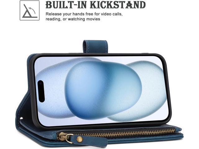 RANYOK Wallet Case for iPhone 15 (6.1 inch) with RFID Blocking Credit Card Holder, Premium PU Leather [Zipper Pocket] Flip Folio Case Wallet with...