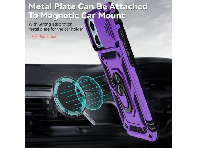 for iPhone 13 Case with Camera Lens Cover HD Screen Protector, Dual Layer [15 FT Military Grade Drop Protection] Magnetic Ring Holder Kickstand...