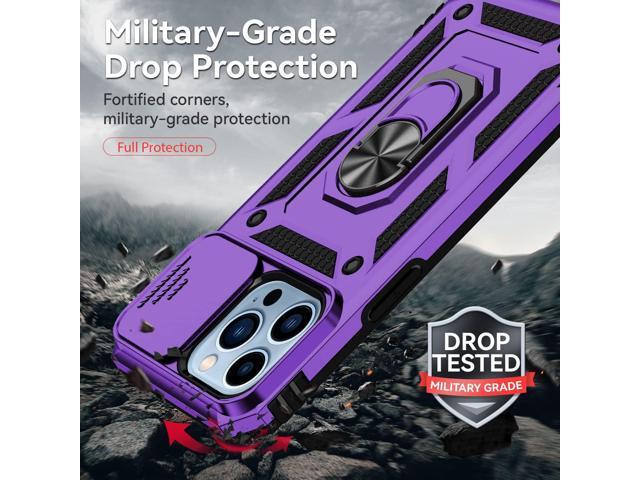 for iPhone 13 Case with Camera Lens Cover HD Screen Protector, Dual Layer [15 FT Military Grade Drop Protection] Magnetic Ring Holder Kickstand...