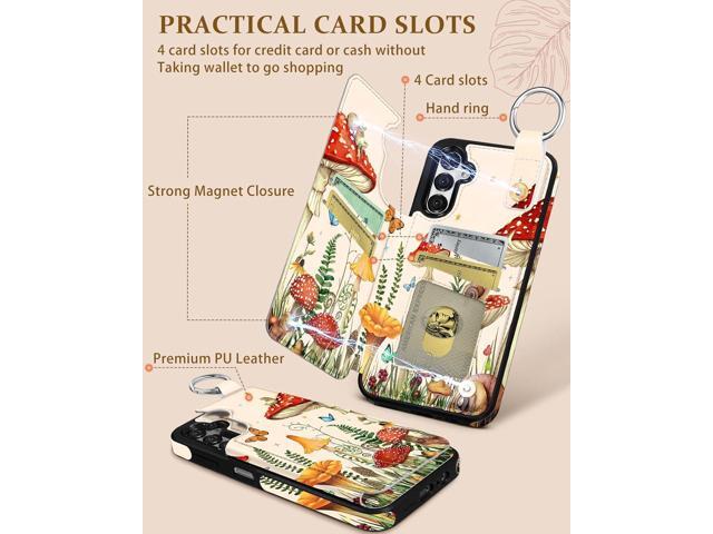 Shorogyt for Samsung Galaxy A15 5G Wallet Case with Card Holder - Designer Mushroom Frog Pattern Kickstand Magnetic Clasp Back Flip Folio Leather...