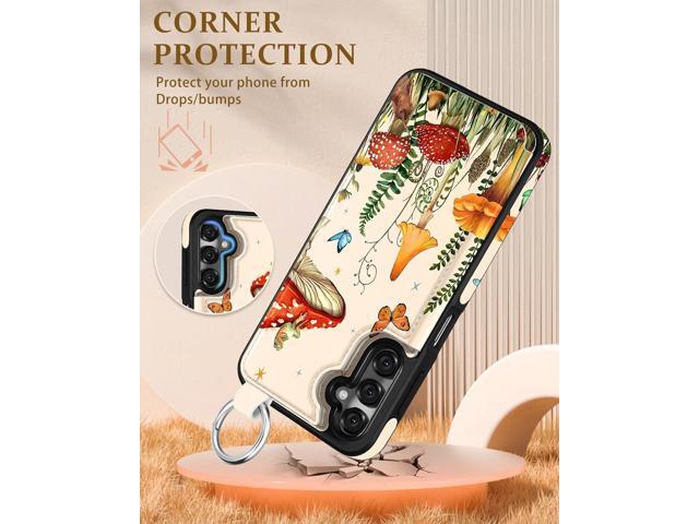 Shorogyt for Samsung Galaxy A15 5G Wallet Case with Card Holder - Designer Mushroom Frog Pattern Kickstand Magnetic Clasp Back Flip Folio Leather...
