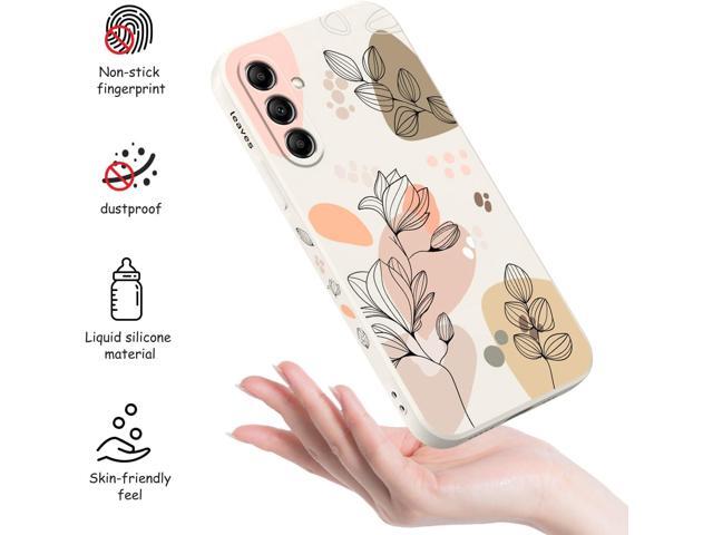for Samsung Galaxy A15 5G Case, Creative Flower Pattern Design Soft Liquid Silicone A15 5G Phone Cover, Flocking Protection Inside for Samsung A15...
