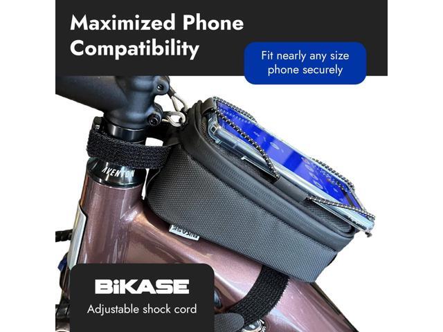 BiKase Universal E-Bike Phone Mount with Storage - Adjustable Shock Cord Handlebar Phone Holder for All Smartphones, Easy Install, Airflow Design,...