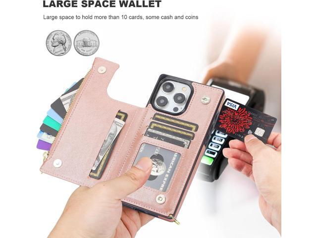 Bocasal Crossbody Wallet Case for iPhone 15 Pro Max with RFID Blocking Card Slot Holder, Magnetic Flip Folio Purse Case, PU Leather Zipper Handbag...
