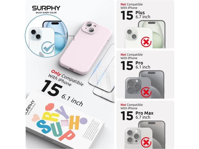 SURPHY Designed for iPhone 15 Case Compatible with MagSafe (6.1 inch 2023), with 2 Pack Screen Protector, Liquid Silicone Phone Case (Camera...