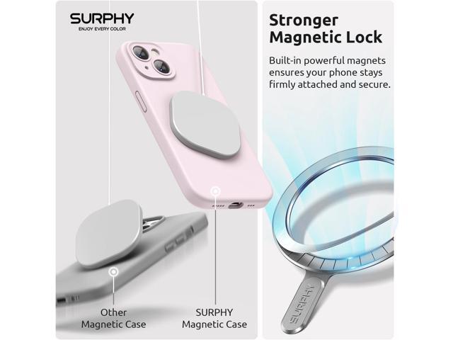 SURPHY Designed for iPhone 15 Case Compatible with MagSafe (6.1 inch 2023), with 2 Pack Screen Protector, Liquid Silicone Phone Case (Camera...