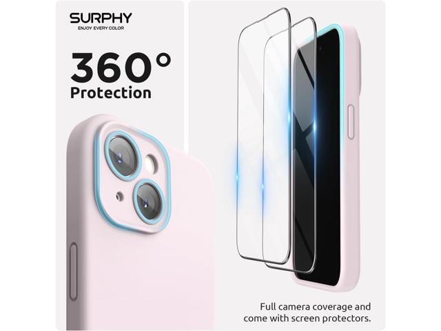 SURPHY Designed for iPhone 15 Case Compatible with MagSafe (6.1 inch 2023), with 2 Pack Screen Protector, Liquid Silicone Phone Case (Camera...