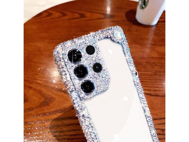 Cavdycidy Compatible with Samsung Galaxy S23 Ultra Bling Clear Case for Women,Glitter Phone Case with Sparkle Rhinestone Diamond Camera...