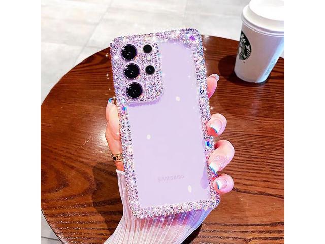Cavdycidy Compatible with Samsung Galaxy S23 Ultra Bling Clear Case for Women,Glitter Phone Case with Sparkle Rhinestone Diamond Camera...