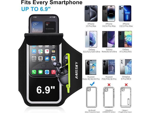 Cell Phone Running Armband with Zipper Pocket Armband Case Running Holder for iPhone 16 Pro Max/15/14 Pro Max/13/12 /11 Pro Max/XS/XR,Galaxy S20...