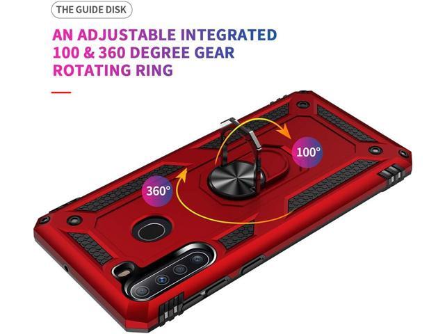 for Galaxy A21 Case, with HD Screen Protector, [Military Grade] Ring Car Mount Kickstand Hybrid Hard PC Soft TPU Shockproof Protective Case for...