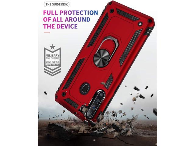 for Galaxy A21 Case, with HD Screen Protector, [Military Grade] Ring Car Mount Kickstand Hybrid Hard PC Soft TPU Shockproof Protective Case for...