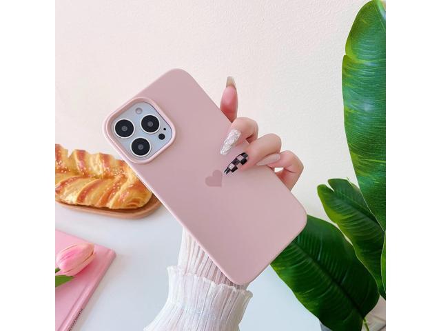 Jmltech Compatible with iPhone 13 Pro Max Case Cute for Women Girls Pink Heart Slim Liquid Silicone Pretty Protective Phone Case for iPhone 13 Pro...
