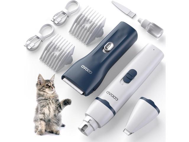 Goood Cat Clippers for Matted & Long Hair - Quiet, Cordless Grooming Kit with Paw Trimmer & Nail Grinder for Cats & Small Pets (Blue)