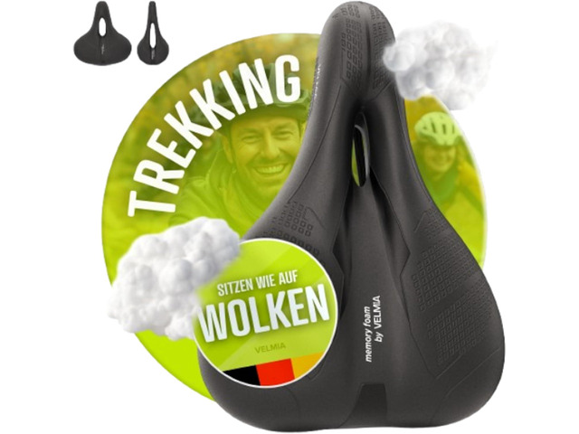 VELMIA Bicycle Saddle - Comfortable Saddle for Men and Women - 3 Zone Concept - Waterproof Bicycle Seat with Ergonomic Design