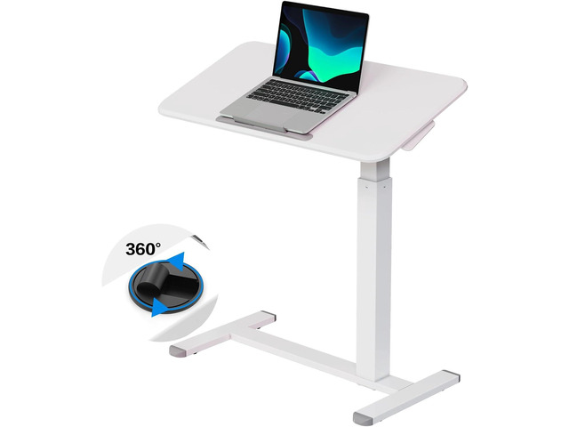 Mobile Standing Desk, Height Adjustable Rolling Laptop Desk, 90° Tiltable Overbed Bedside Table, Portable Computer Desk with Wheels, Foldable Cart...
