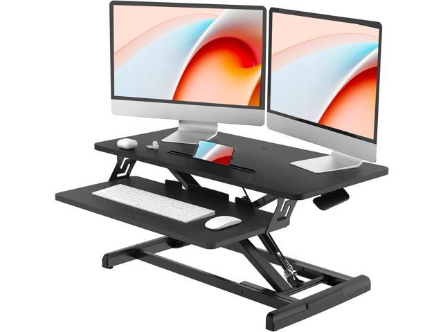 Standing Desk Converter, 32' Wide Height Adjustable Sit Stand Up Desk Riser with Keyboard Tray, Desktop Workstation Riser for Home Office Computer...