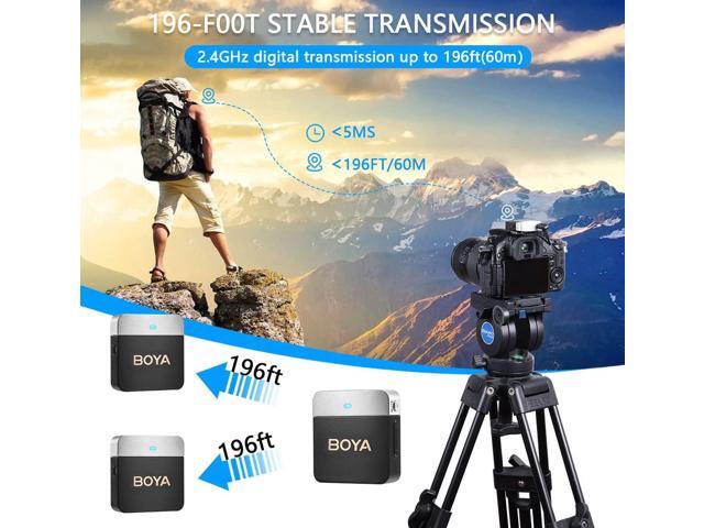 BOYA Wireless Lavalier Microphone BY-M1V2 Dual Channel Wireless Microphones for Cameras DSLR Smartphone Cordless Clip on Lapel Mic for Video...