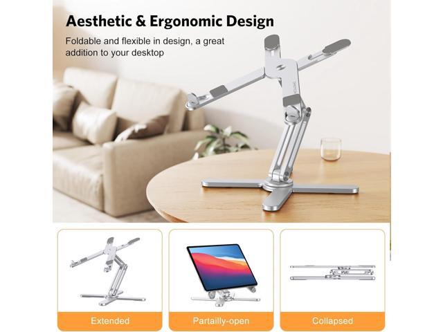 OMOTON 360 Rotating Laptop Stand Riser for Desk, Ergonomic Foldable Computer Stand Adjustable Height Angles for Collaborative Work, Easy Storage...