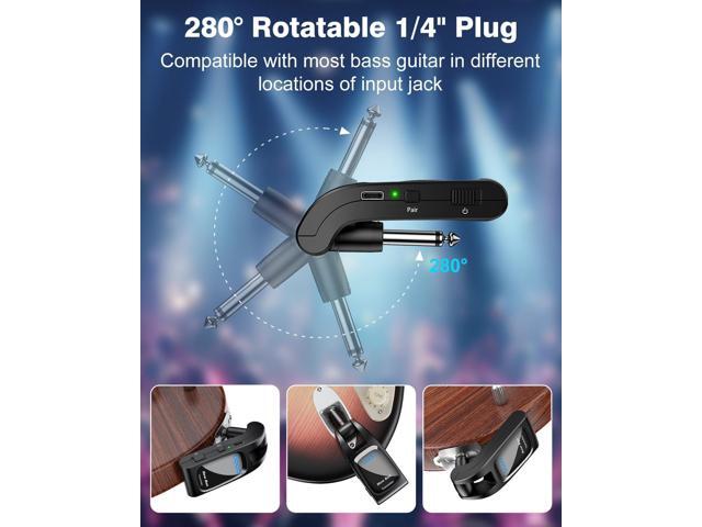 Wireless Guitar System 2.4 GHz with 6 Channels Rechargeable Audio Wireless Guitar Transmitter Receiver for Guitar Bass Electric Instruments