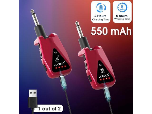 Wireless Guitar System Transmitter Receiver: UHF Cordless 164 Feet Range - 6 Channels USB-C Rechargeable Audio, 220° Rotatable Plug Design for...