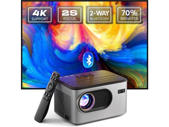 [2s Focus with Remote] PANSEBA 4K Projector, Native 1080P Bluetooth Projector, Portable Outdoor Movie Projector, Mini Projector for Home Theater,...